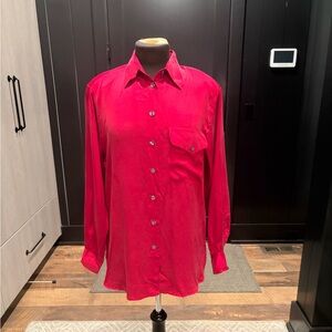 Evan Picone Vibrant Pink Long-Sleeve Button-Down Shirt